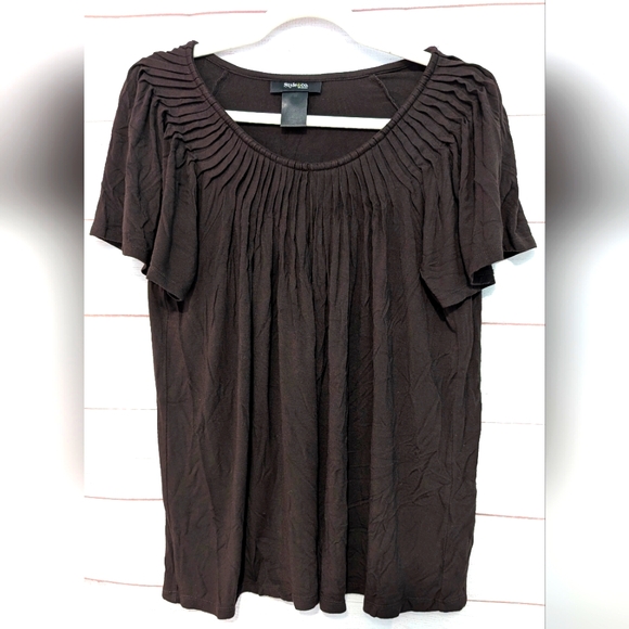 Style & Co Brown Flutter Sleeve Ruched Blouse Size 1X - Picture 1 of 4